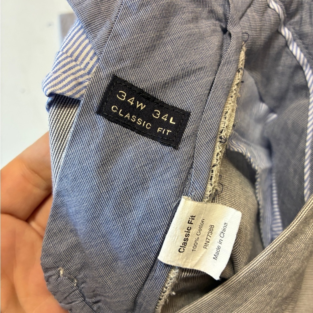 J. Crew Men’s Blue & White Pinstripe Pants, Classic Fit, Size 34 x 30, Cotton - Picture 7 of 10